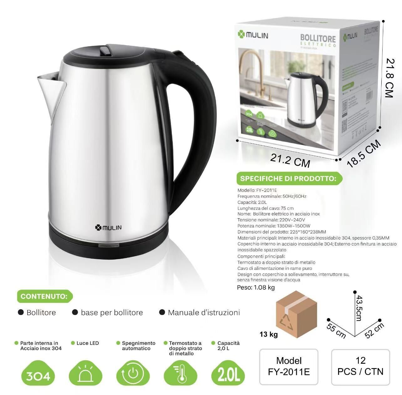FY-2011E 2 Litre Electric Kettle
