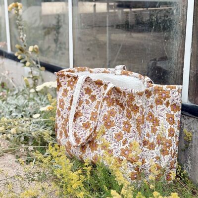 Bolso tote de lurex color camello