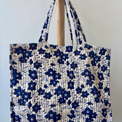 Blue lurex tote bag