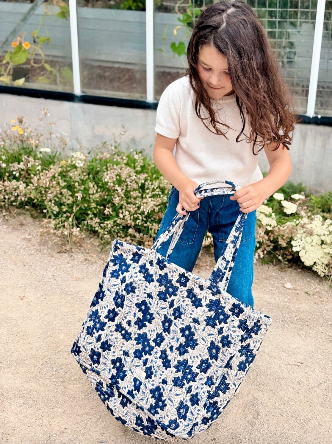 Sac cabas lurex bleu