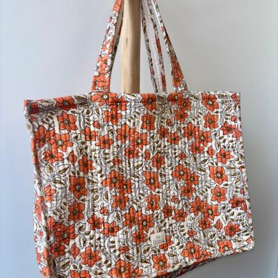 Coral lurex tote bag
