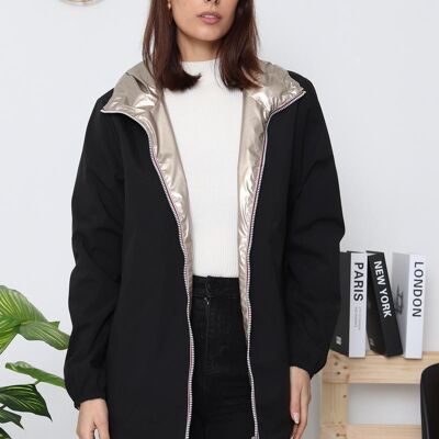 Reversible Jacket with Hood & Contrasting Finishes