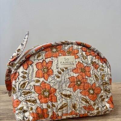 Coral Lurex Makeup Bag
