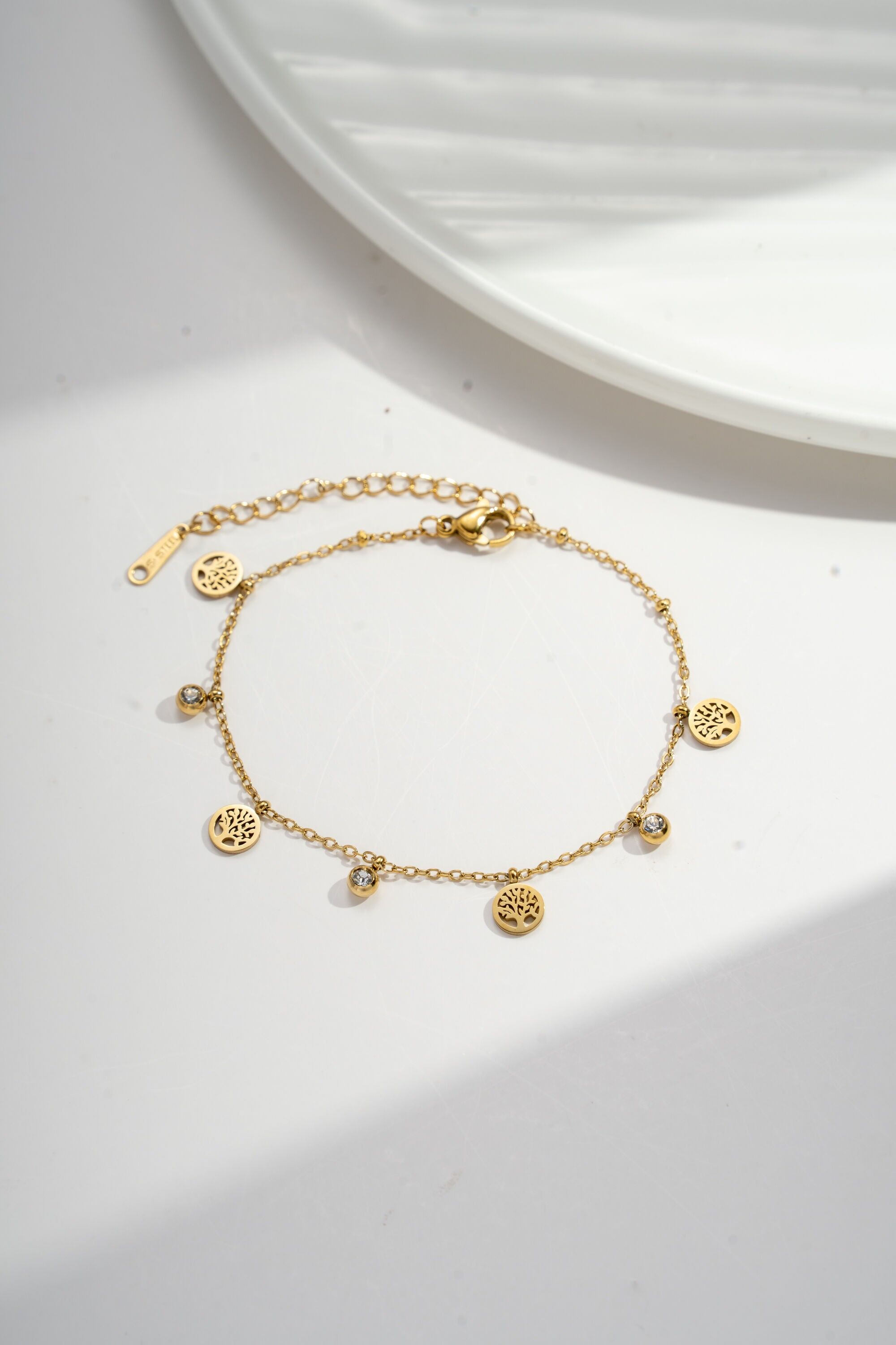 Pulsera con dije del Árbol de la Vida en acero inoxidable