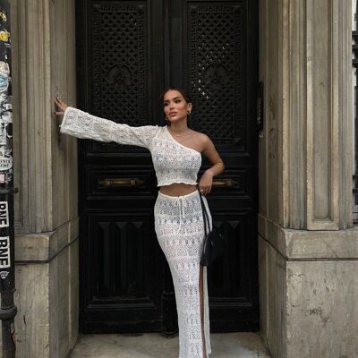 Conjunto de malla blanca asimétrica