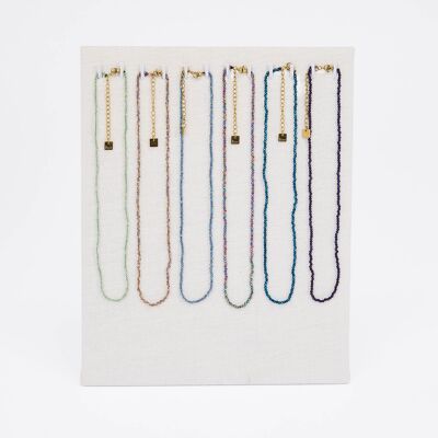 Display of 30 faceted glass crystal necklaces - 6 assorted colors