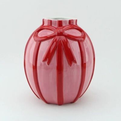 Vase Bow pink/red round