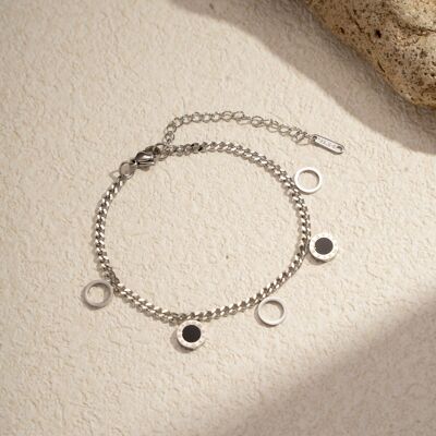 Stainless steel round charm bracelet