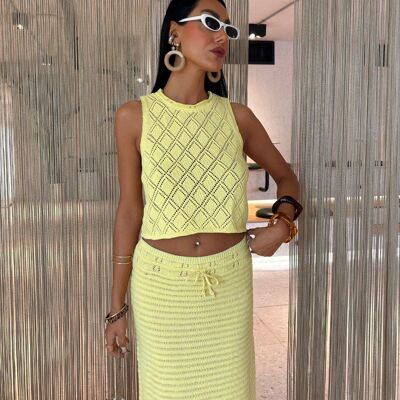 Completo in rete gialla Bohemian Chic