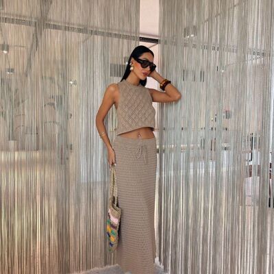 Completo in rete cammello Bohemian Chic