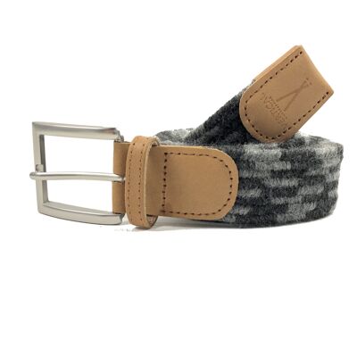 Ceinture tressee gris noir