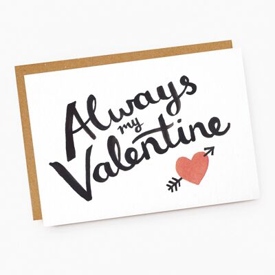 Carte manuscrite « Toujours ma Saint-Valentin »