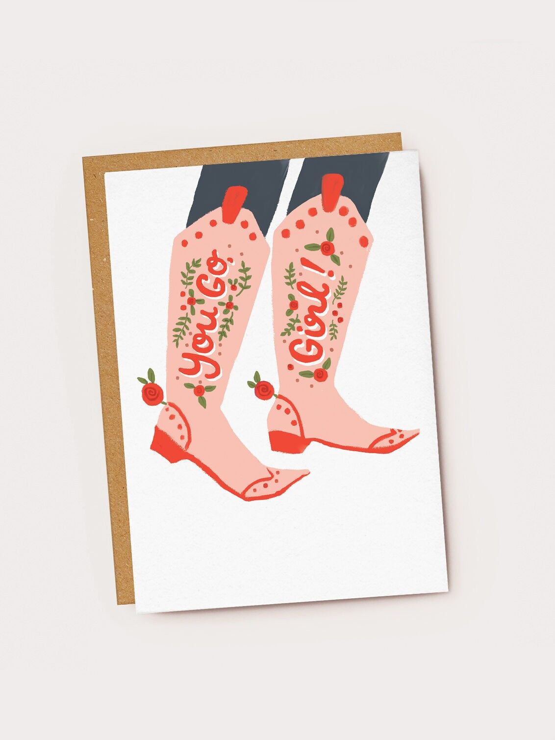 Forza ragazza!Carta degli stivali da cowboy