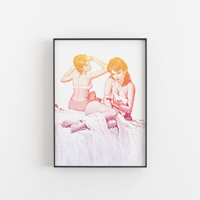 Sun Bed Girls - Wall Art Print-A5