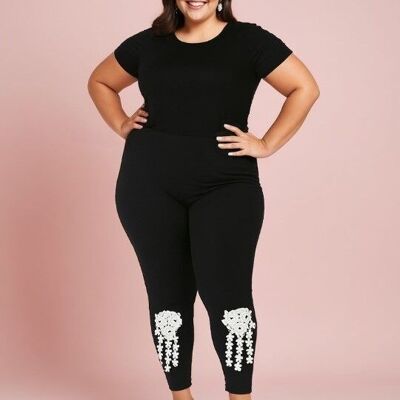 Plus size leggings with embroidery (B170&BLACK)