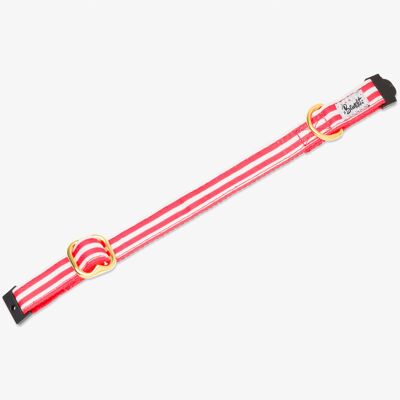 Collier pour chat rayé rouge et blanc