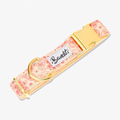Collar de perro con estampado paisley amarillo