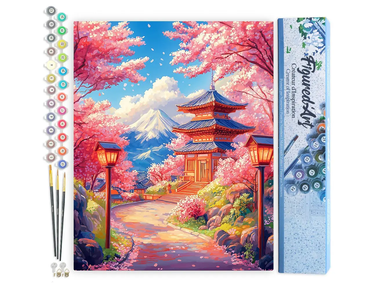 Kaufen Sie Malen nach Zahlen-DIY-Set – Kirschblütenstraße zur Pagode ...
