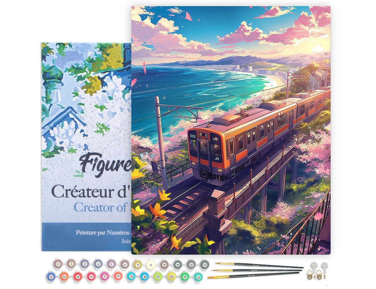 Peinture Par Numéros Cerisiers En Fleurs – Toile 20x30 Cm Avec Cadre Et 3 Pinceaux – Fumupe