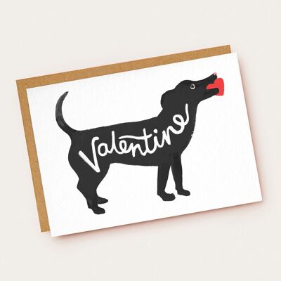 Valentine Dog With Heart Hand Lettered Card