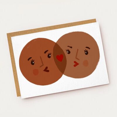 Venn Diagram Brown Kiss Card