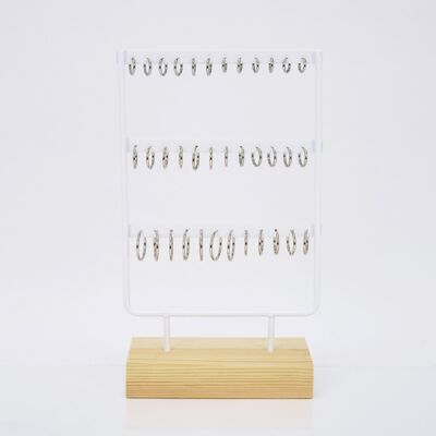 Display of 18 silver stainless steel hoop earrings – 6 sizes