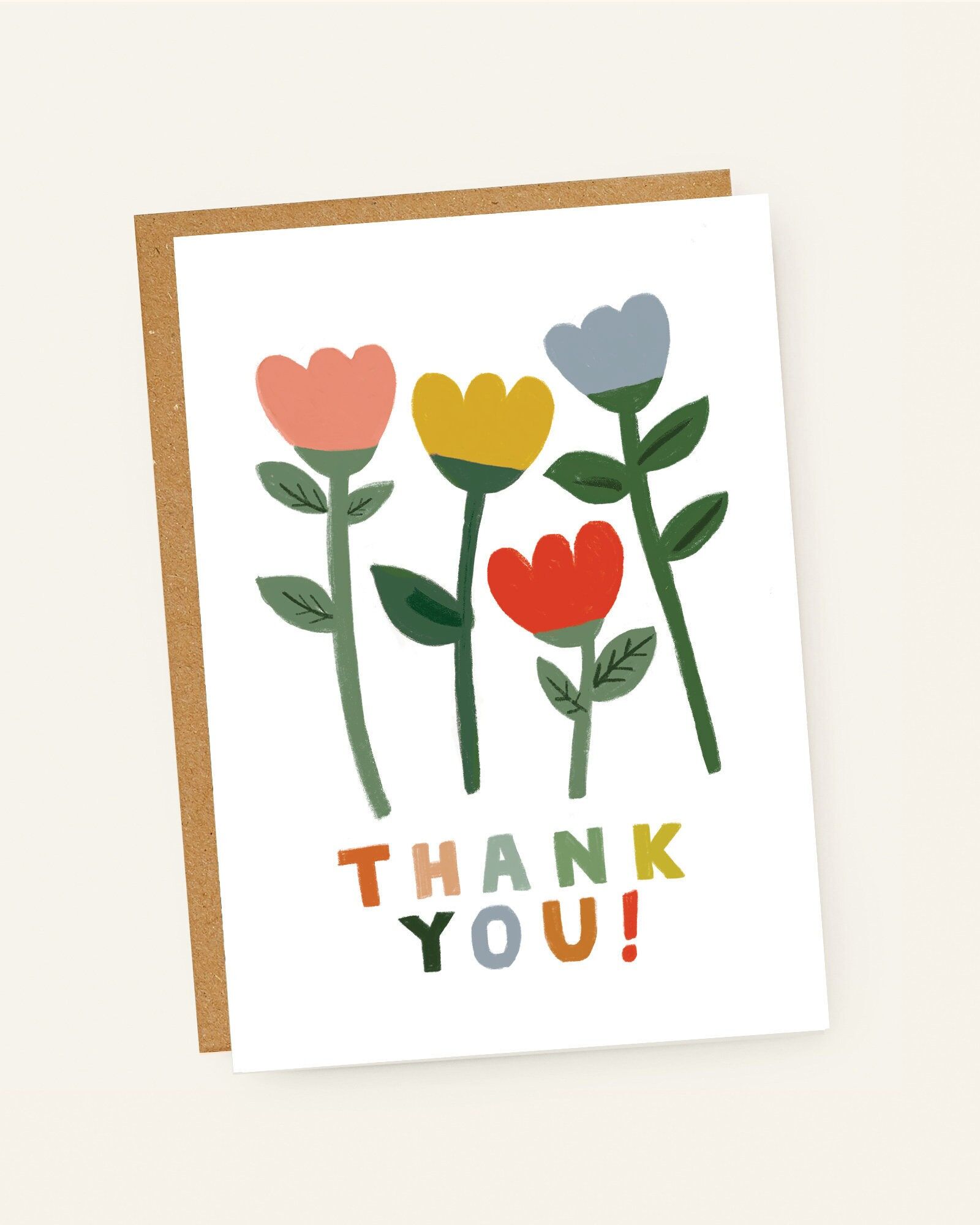 Danke - Bunte Folk Tulpen - Dankeskarte