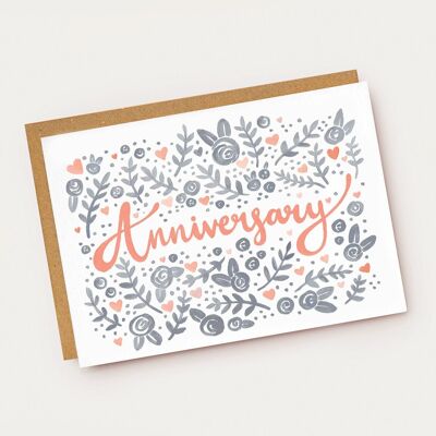 Hand Lettered Roses Anniversary Card
