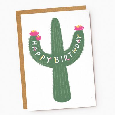 Happy Birthday Flowering Cactus Card