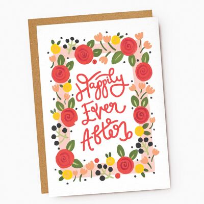 Happily Ever After Floral Hand Lettered Card