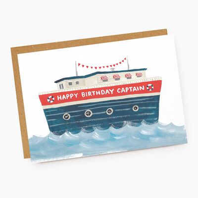 Happy Birthday Captain Ship Greeting Card