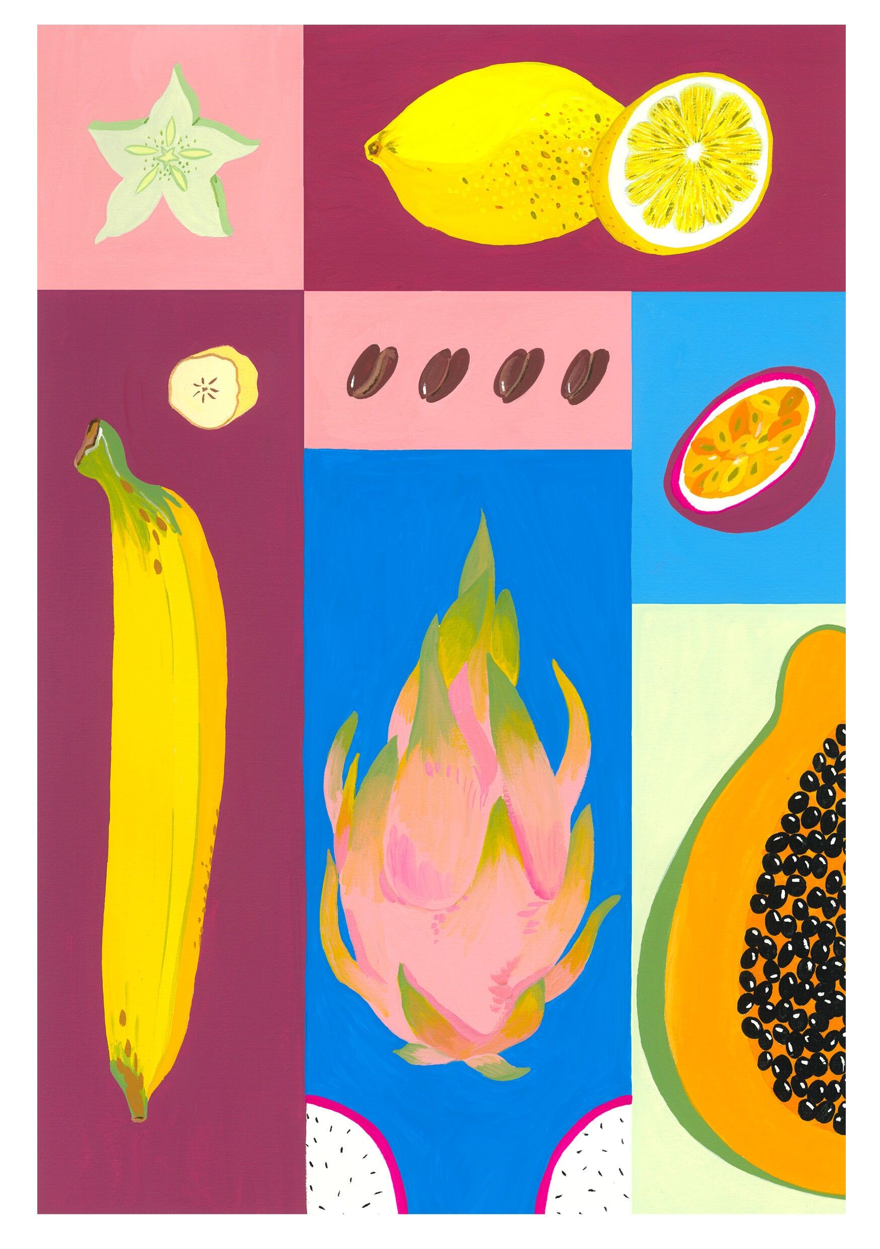 A5 Poster - Exotisches Früchtegitter