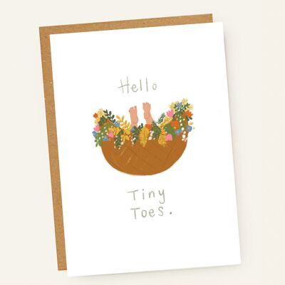 Hello Tiny Toes Cute Illustrated New Baby Card