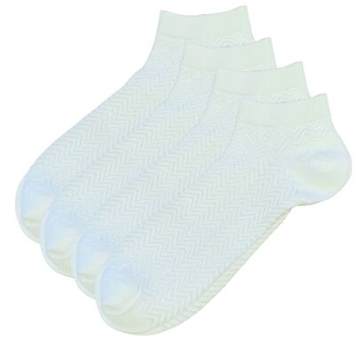 green-goose Bamboo Ankle Socks Men - White and Silver - 4 Pairs - 95%