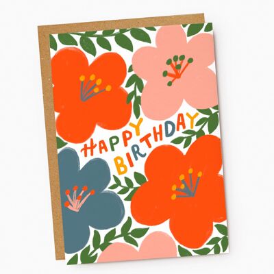 Bright Floral Happy Birthday Card