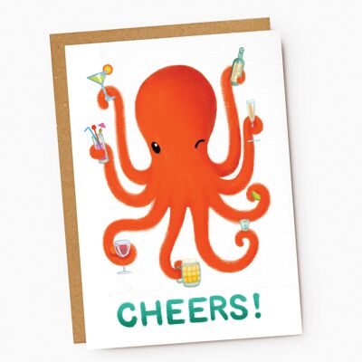 Cheers - Octopus - Celebration, Congratulations Card