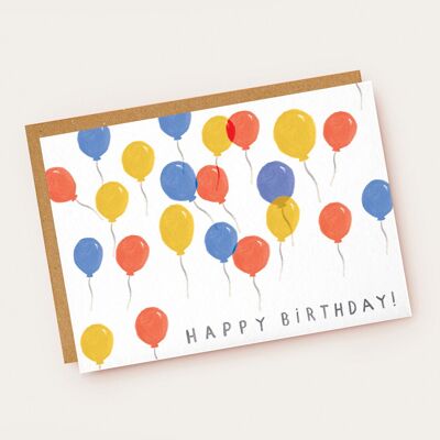Carte d'anniversaire ballons colorés