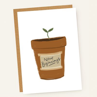 Biglietto con vaso per piantine "New Beginnings"