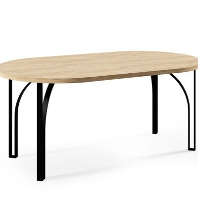 Table à manger ronde extensible Vidaillat en chêne doré