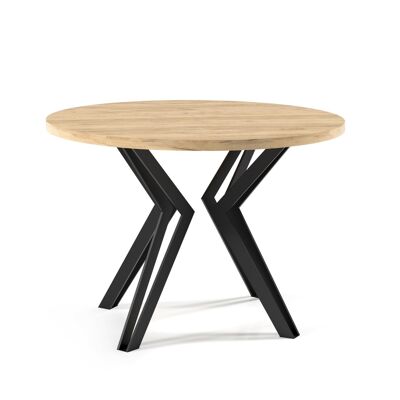 Table à manger ronde extensible Darois en chêne doré