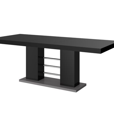 Table à manger extensible Moiron noire brillante