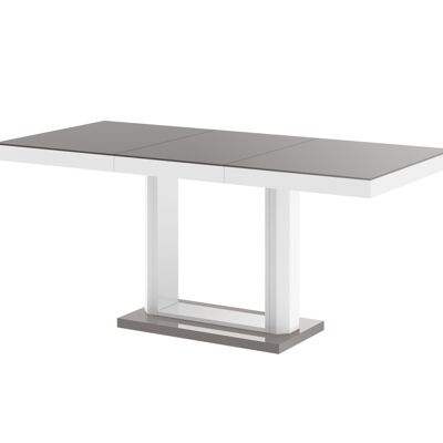 Mesa de comedor extensible Dicy gris de alto brillo