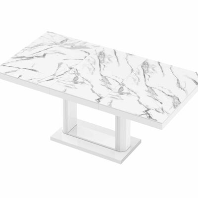 Mesa de comedor extensible Dicy de mármol blanco