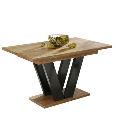 Table à manger extensible Felce Blanc brillant - Noir brillant