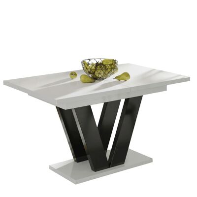 Table à manger extensible Felce Gris brillant - Blanc brillant