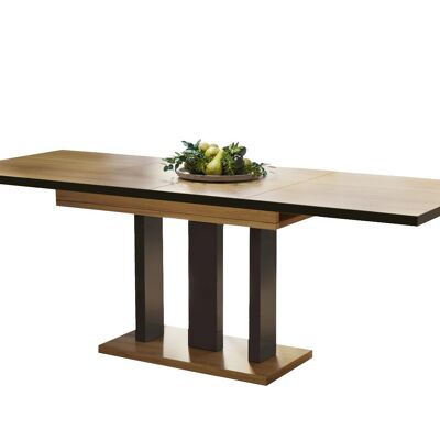 Table à manger extensible Chaillac blanche - blanc-noir-brillant