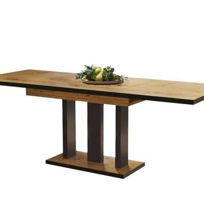 Table à manger extensible Amplier en chêne artisanal avec bords noirs