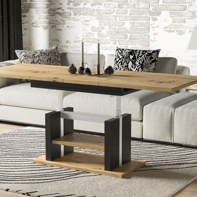 Table basse extensible Aguillon en chêne fabriquée à la main