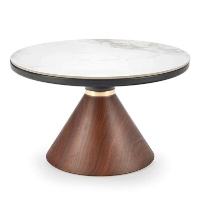Table basse Champignolles aspect marbre blanc