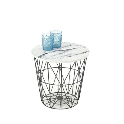 Table basse Viozan aspect marbre blanc